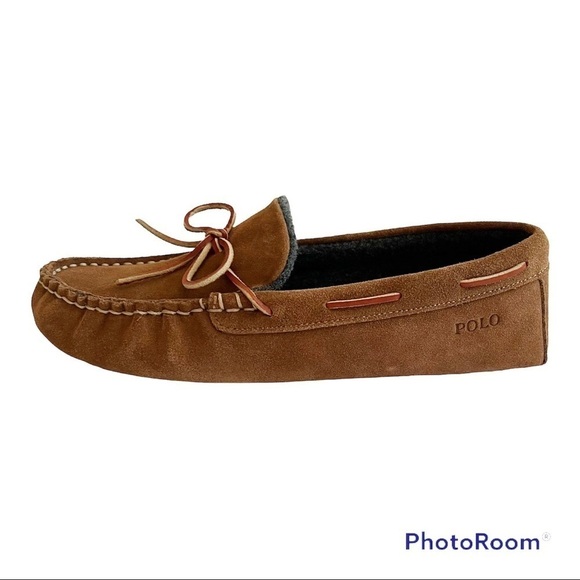 POLO RALPH LAUREN Suede Slip-On Fleece-Lined Moccasin Slipper Size 7D - Picture 8 of 14